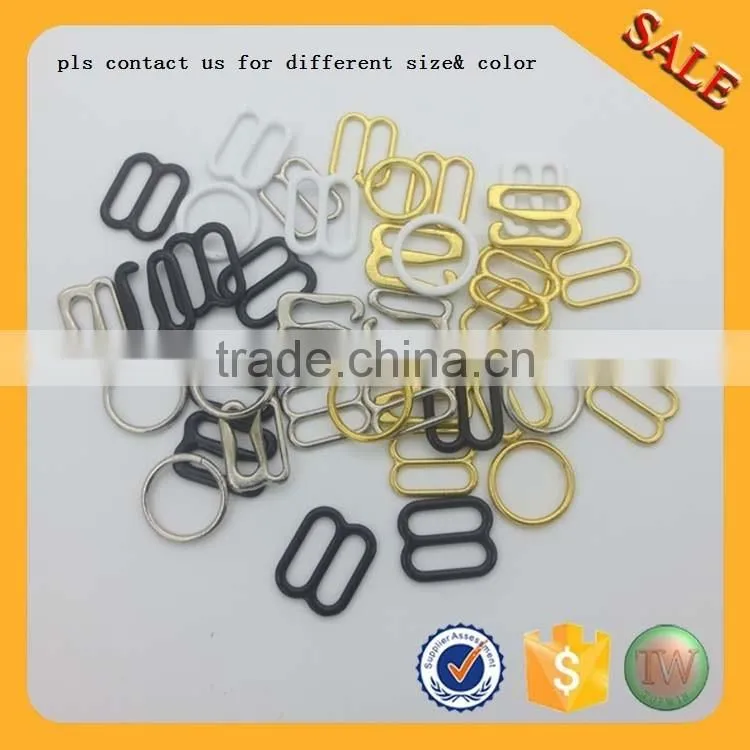 Fashion design gunmetal metal elastic adjustable hook bra strap buckle