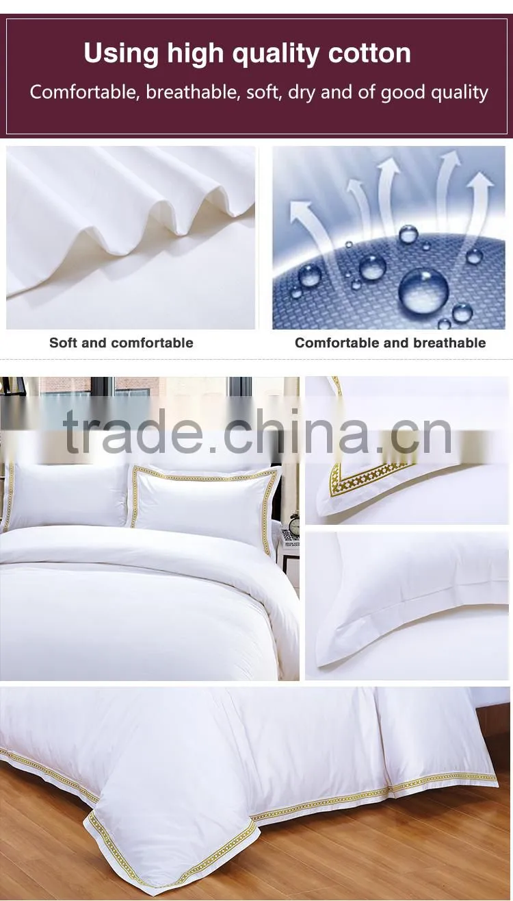 hotel 5 star bedding set luxury 100% cotton bed sheet