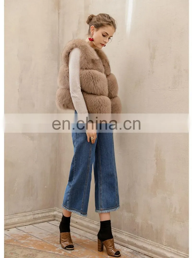 2015 European Fashion Women Vest New Style Beautiful Lady Real Fur Vest