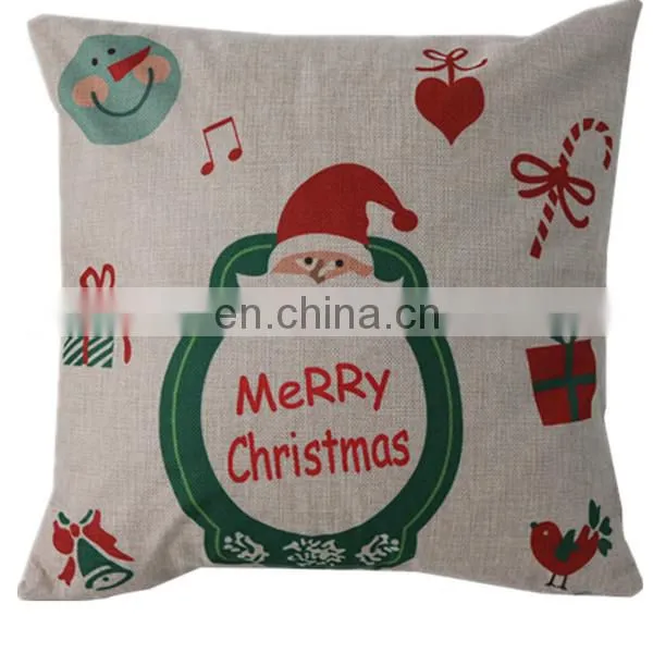 Custom christmas home decorative pillow cover fashion cute christmas new design cotton linen cushion cover
