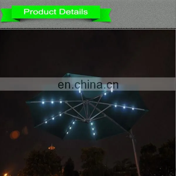 Outdoor Solar Roma Hanging Umbrella With LED Light,Can Be Rotated 360Degree