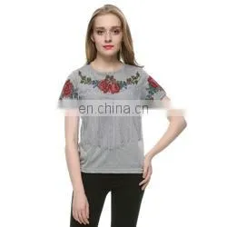 Popular American style loose blue beaded blouse girls tops wholesale