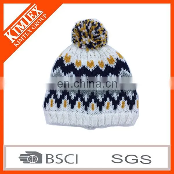 Warm Winter Polar Fleece knitted hat with pom pom