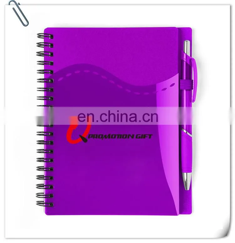stitch spiral notebook set with pen and wraparound front pockets