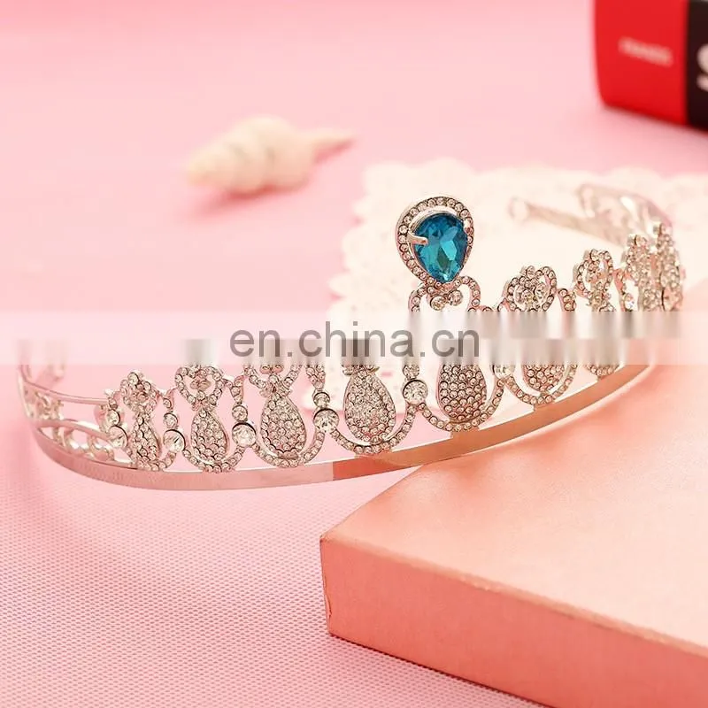 Bulk Indian Bridal Hair Accessories Baroque Red Rhinestone Gold plated Queen tiara and crowns