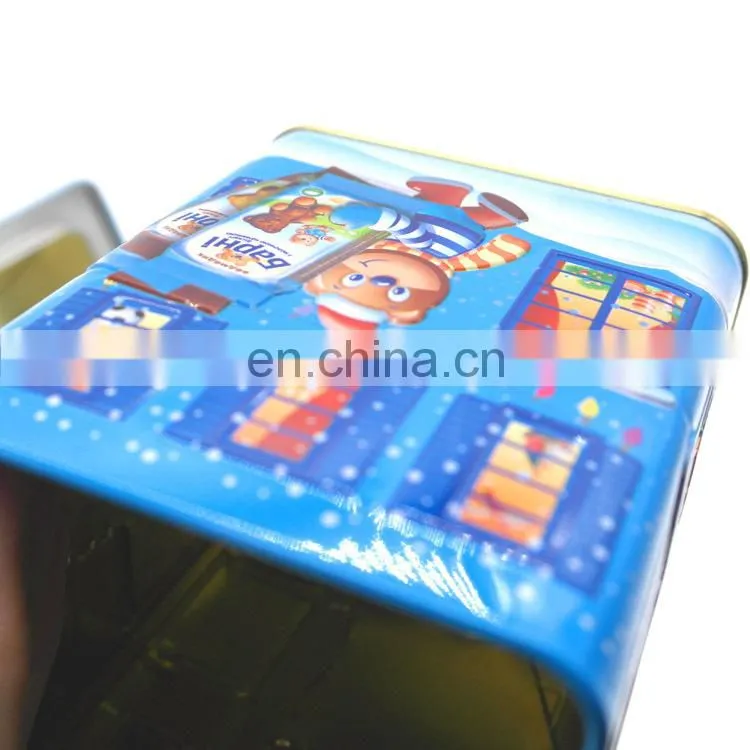Christmas house shape metal food storage gift containers box