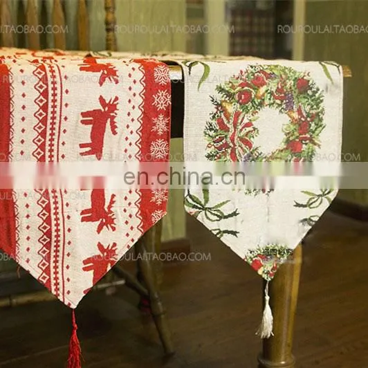 factory price cotton and linen table runner for christmas decoration