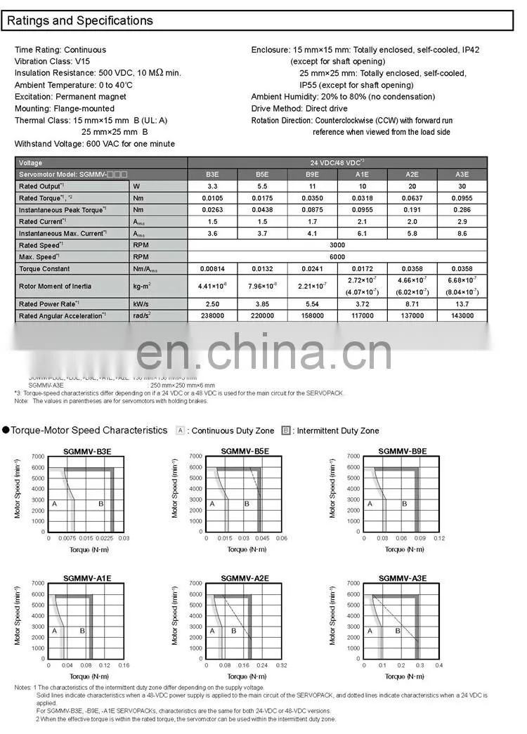 YASKAWA 30w low inertia mini ac servo motor SGMMV-A3A2A21