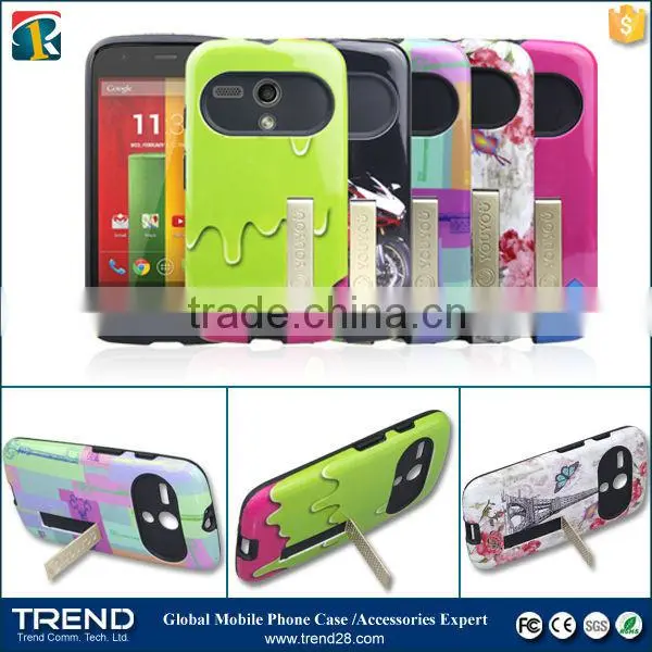 china supplier hybrid combo kickstand phone case for moto G2