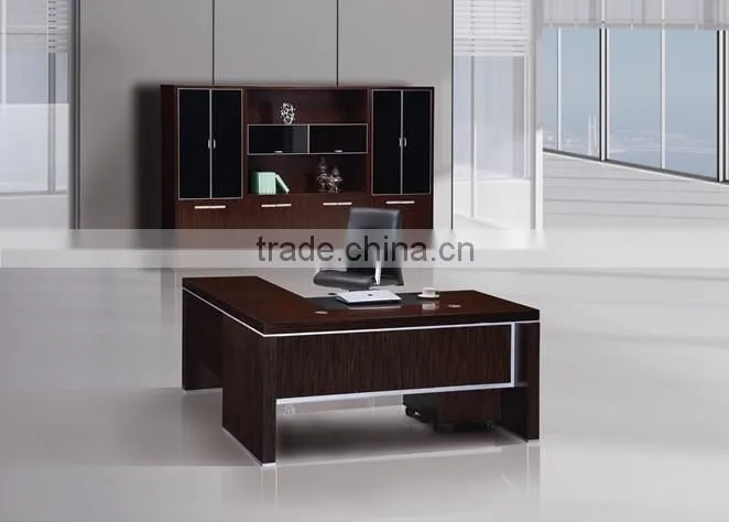 2015# wooden computer desk office desk light color veneer with side table KF-A09