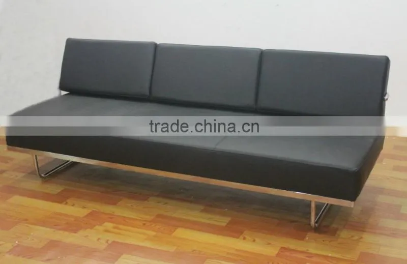 Replica French famous design stainless steel relaxing Chinese genuine leather Le corbusier LC5 three seater sofa,LC5 daybed