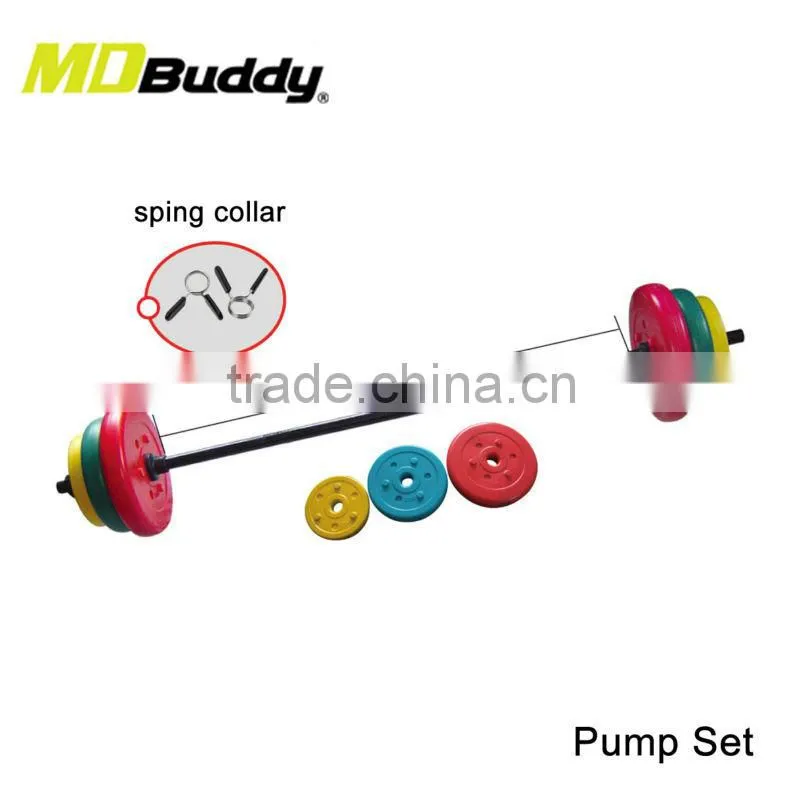 high grade strength training colored cement barbell pump set