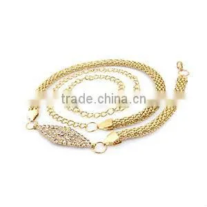rhinestones decoration gold stainless steel waist chain
