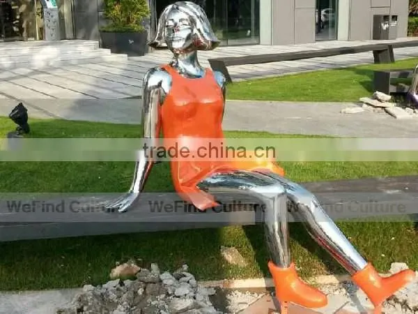 Woman shaped metal stainless steel statue