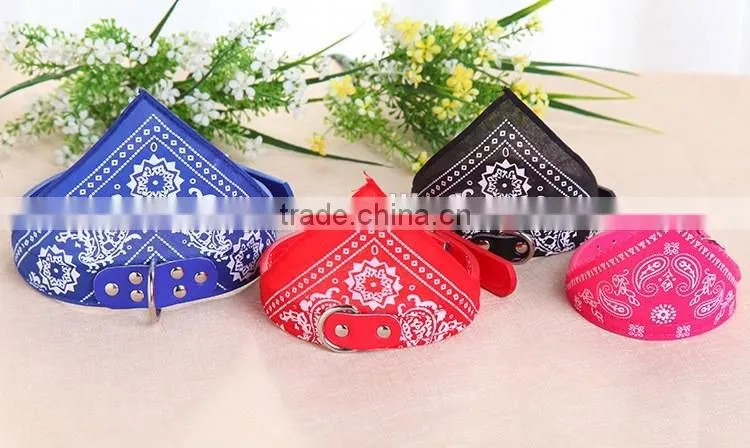 Small PU pet dog collar printed triangle towel hot style pet products manufacturer wholesale