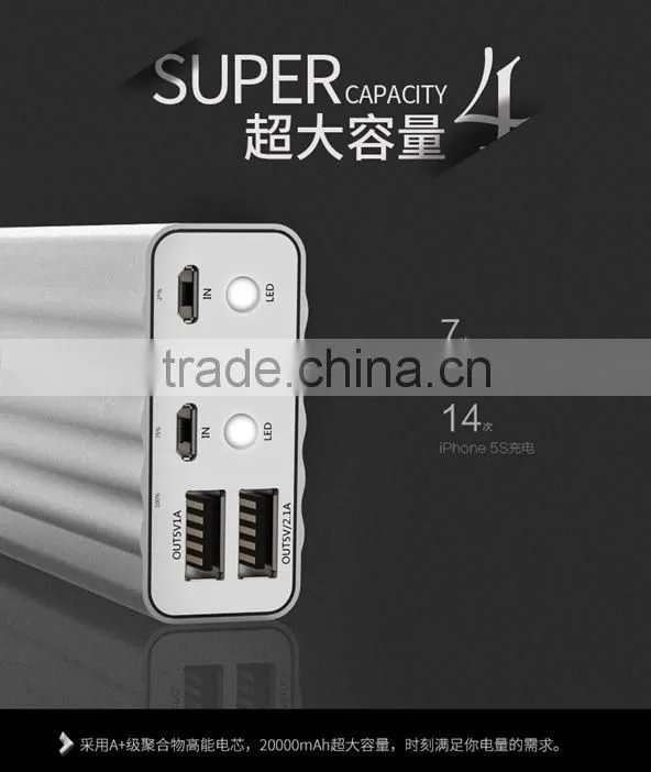 Dual Power bank 20000mah for all digital from China Factory