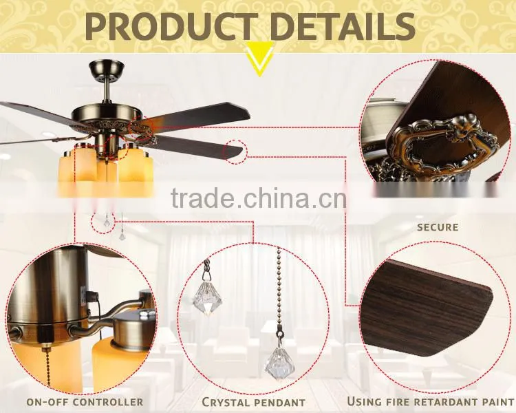 Push Button Big Light Ceiling Fan Made In China