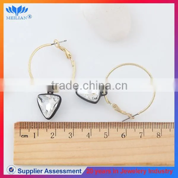 Fashion design clear crystal heart hoop earrings for women wholesale