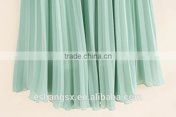 Ladies chiffon flowing soft green ruffle skirt
