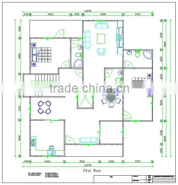 Double storey living prefab villa plan design/hot sale morden style living room/high quality light steel structure home plan