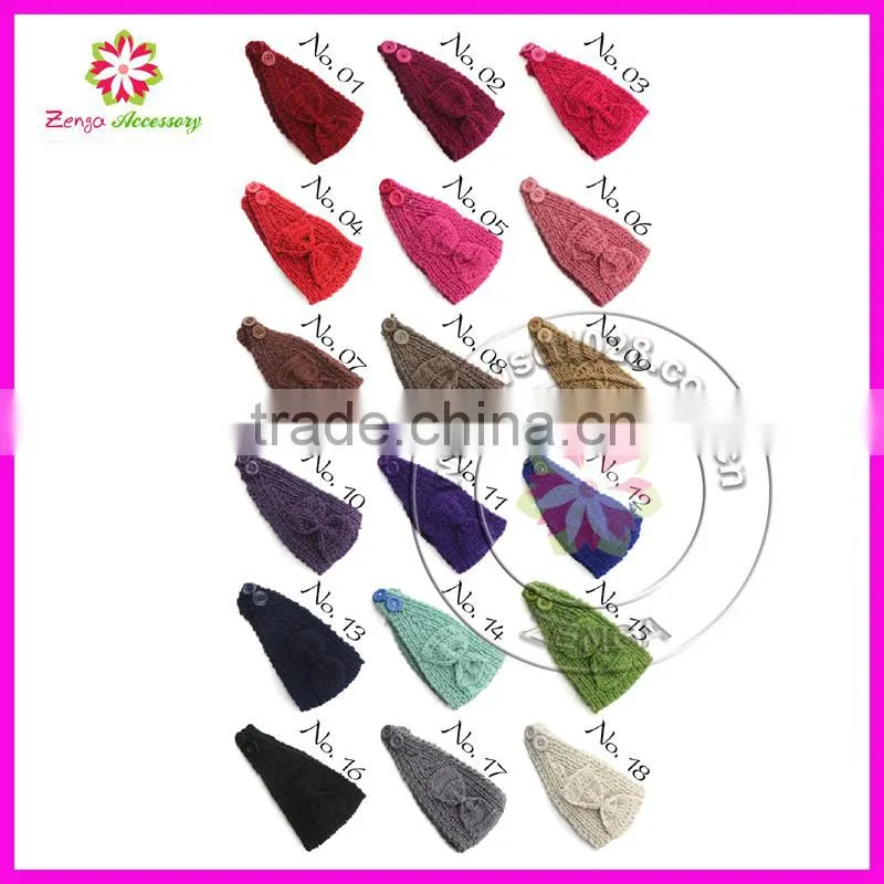 Winter Flower Knit Crochet Headwrap Headband ear warmer headwear wrap hairband