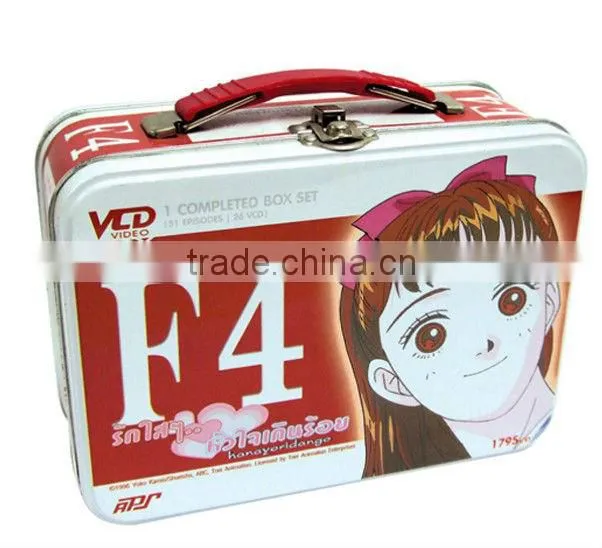 tin lunch box,handle tin, tin box with printing