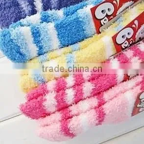 Poly soft & cosy fuzzy sock stripe bed sleeping socks for kids