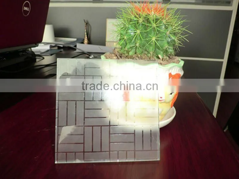 clear acid etched glass for decorative partition