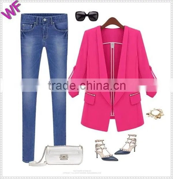 china wholesale alibaba roll up sleeve design ladies blazer