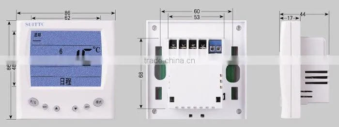 8809 series(concealed installation) large screen LCD display programmable thermostat