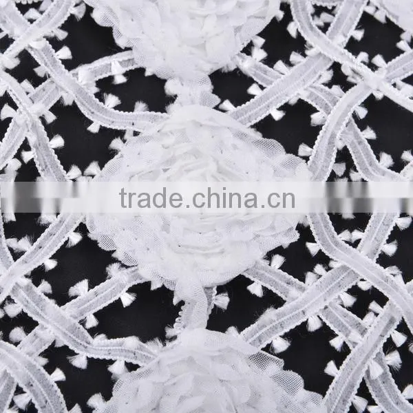 SATIN and chiffon ribbon embroidery lace for evening dress