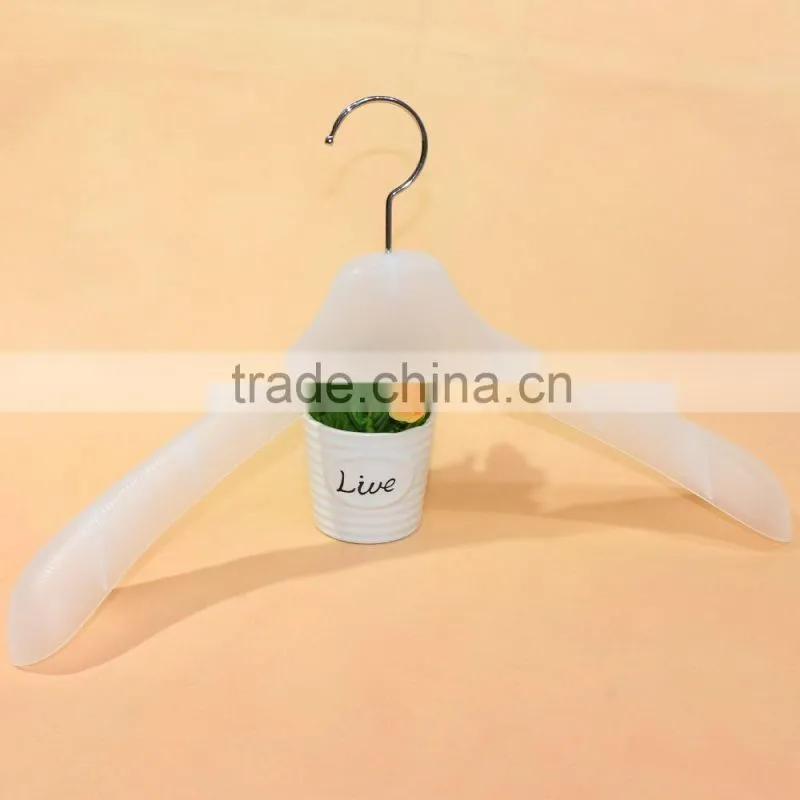 High class dress hanger white plastic hanger with metal hook