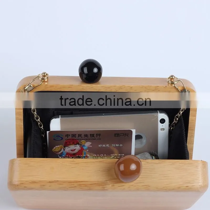 Girls Catwalks Funny Bag Wooden Jewelry Box Evening Bag Bridal Wood Clutch Bag Chain Shoulder Bag Mini Pouch Handbags