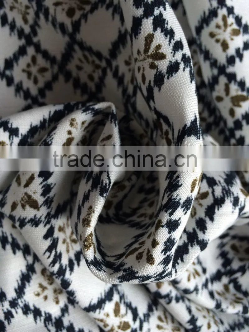 30s/2*14s High Quality Print Linen Viscose Interwoven Fabric