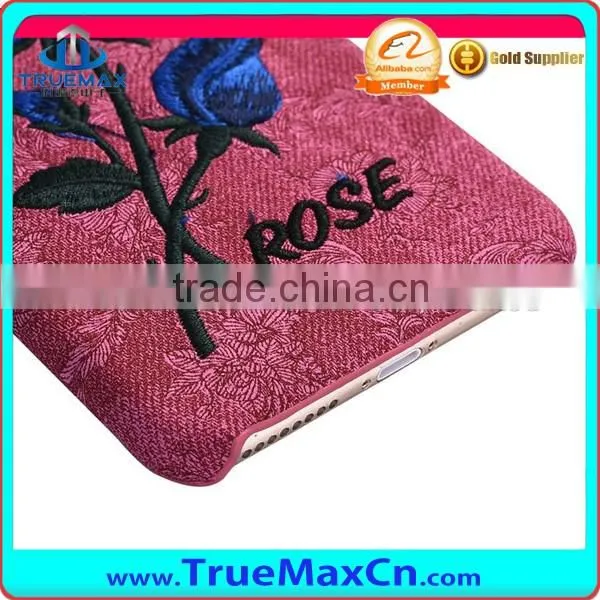 For iPhone6 6S Embroidery Rose Pattern Back Case