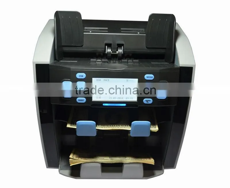 2015 Professional 1+1 pocket Banknote Value Counter sorter machine For USD EURO etc
