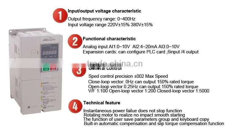 1 to 3 pase motor 0.75kw AC variable speed 220v to 380v frequency converter