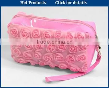Linen cosmetic bag with lovely circle dot