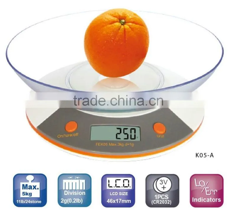 MAX 5KG Electronic Kitchen Scale with LCD Display