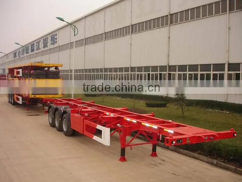 China truck trailer supplier 3 axle 40ft skeleton container semi trailer for sale