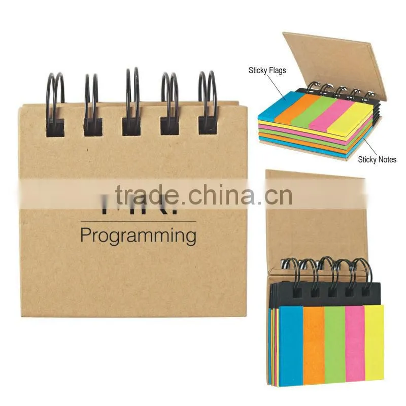 Spiral Book With Sticky Notes And Flags