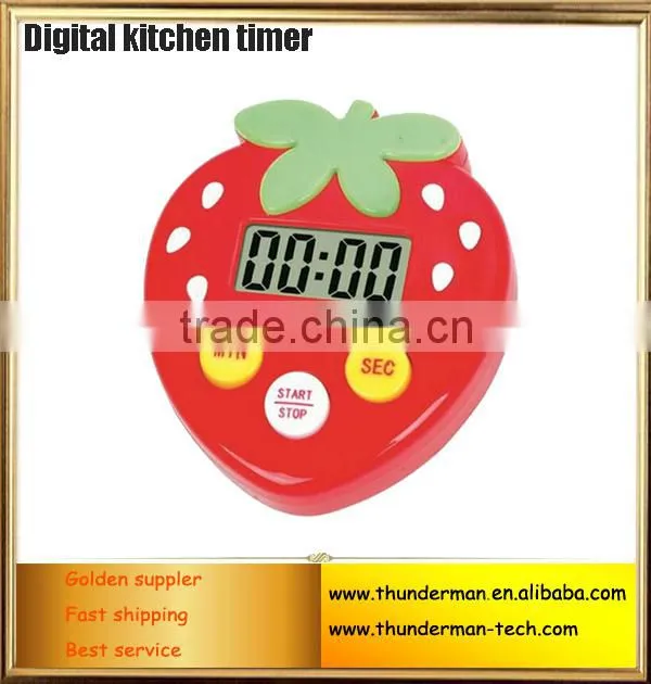 Strawberry style LCD Display Digital Kitchen Timers with Magnetic Function