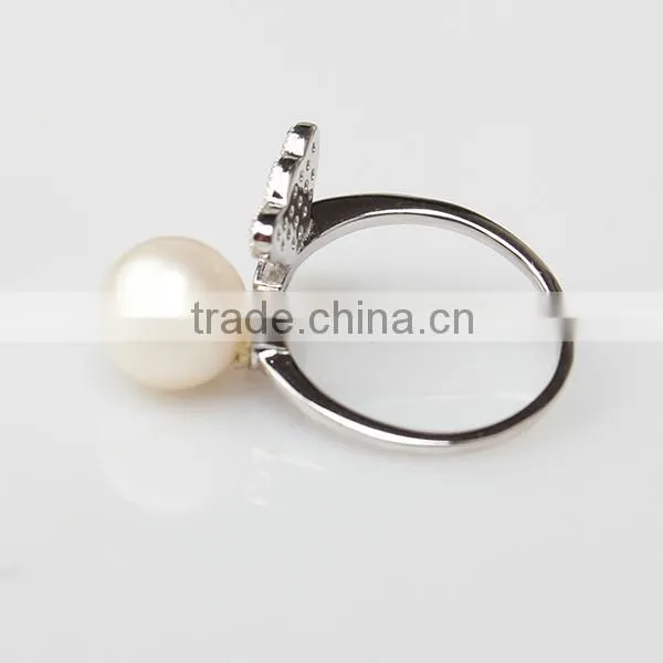 Freshwater pearl ring 925 silver freshwater pearl butterfly ring