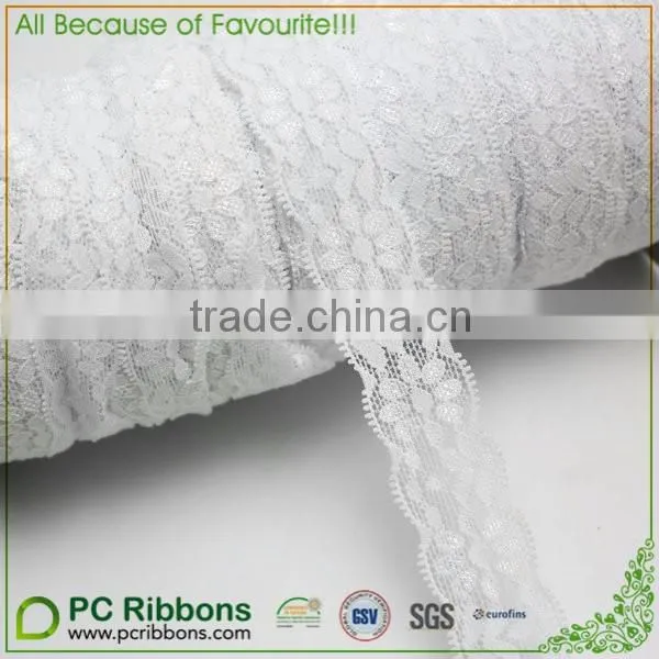 1" width white elastic lace trim ribbon