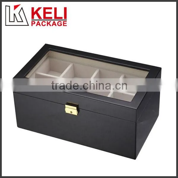 New design square wooden watch box with window for eight watches use
