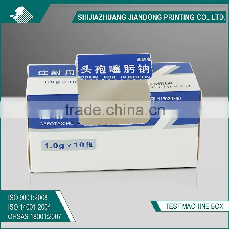 Special paper box for injection bottle use
