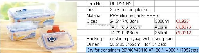 plastic lunch box food container set