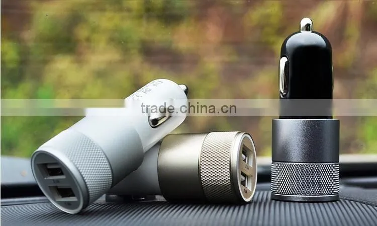 High quality promotional wholesale 2.1A metal mini dual port car charger