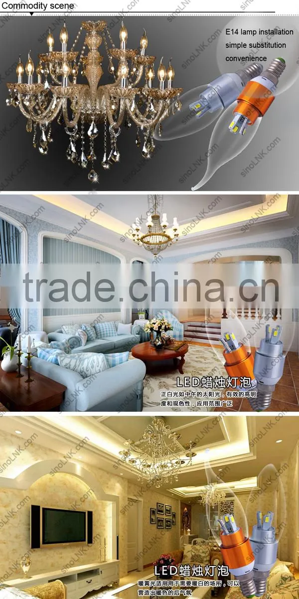 2016 new recommend IC driver led Glowever Candle type LED CLEAR bulb lamp 3w 4w