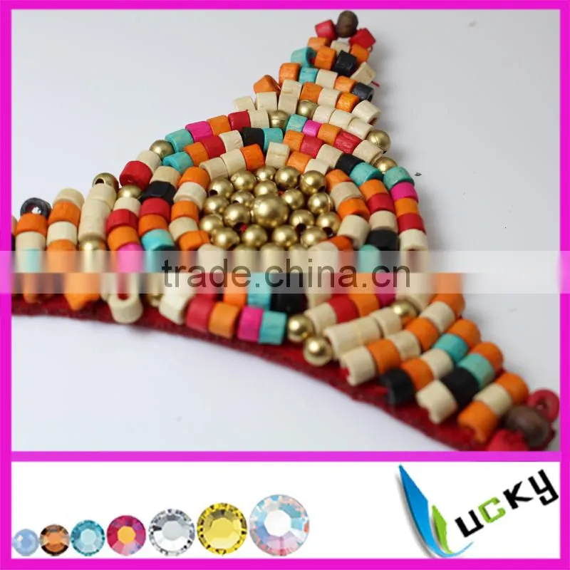 wooden Beads applique 100% handmade rhinestone trim for shoe Decoration